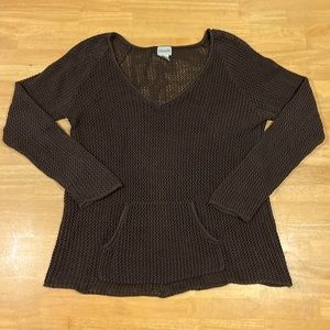 Chico’s Brown Cotton Open Knit Sweater